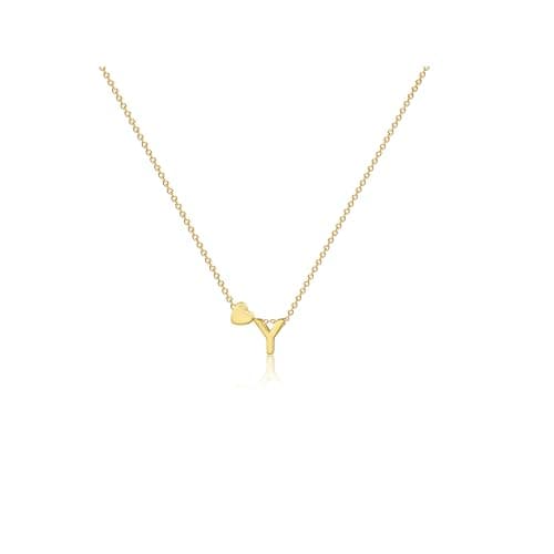 CAROVO 14K Gold Plated Heart Initial Necklaces for Women A-Z