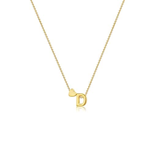 VIROMY Gold Initial Heart Necklace for Women Dainty 14K Gold Plated Pendant Jewelry