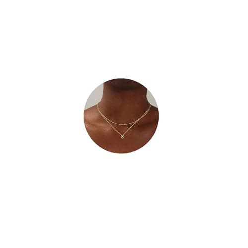 Layered Gold Plated Stainless Steel Initial Pendant Necklace for Women