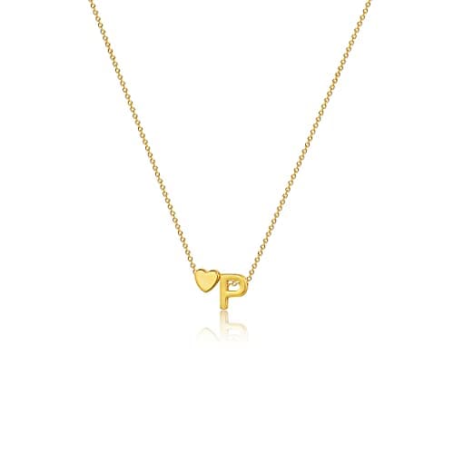 VIROMY Gold Initial Heart Necklace for Women Dainty 14K Gold Plated Pendant Jewelry
