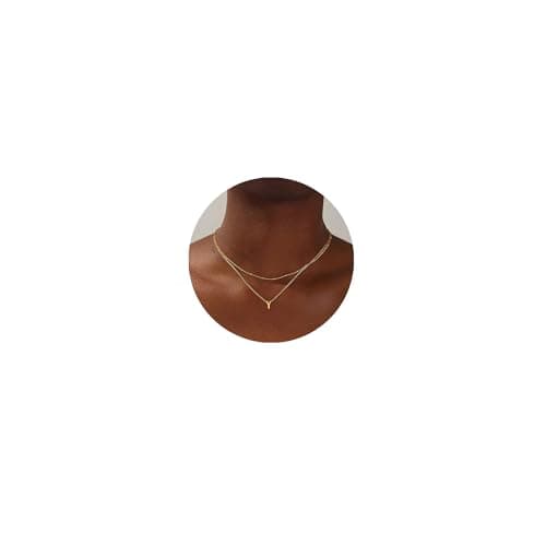 Layered Gold Plated Stainless Steel Initial Pendant Necklace for Women
