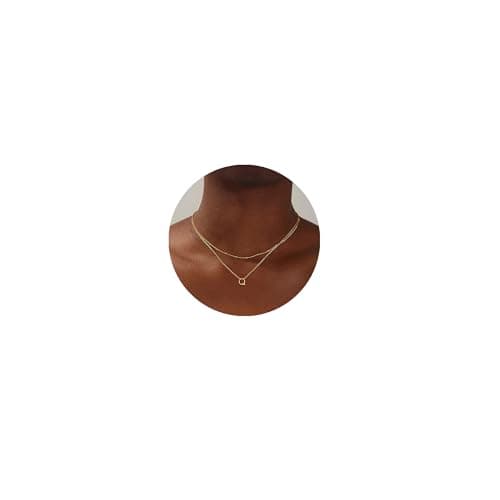 Layered Gold Plated Stainless Steel Initial Pendant Necklace for Women