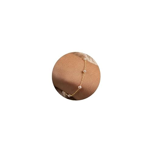 HLJEO 14K Gold Evil Eye Pearl Bracelet for Women