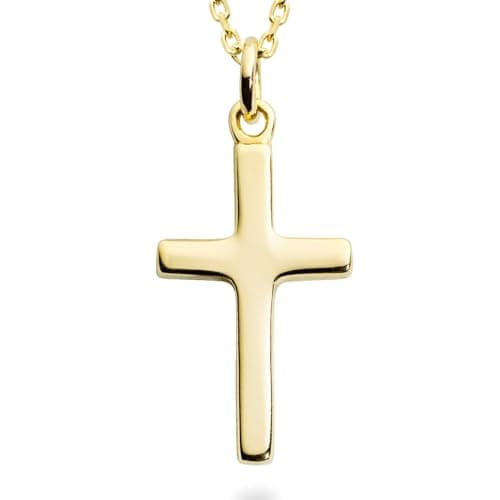 Miabella Italian 18K Gold Plated Small Cross Pendant Necklace