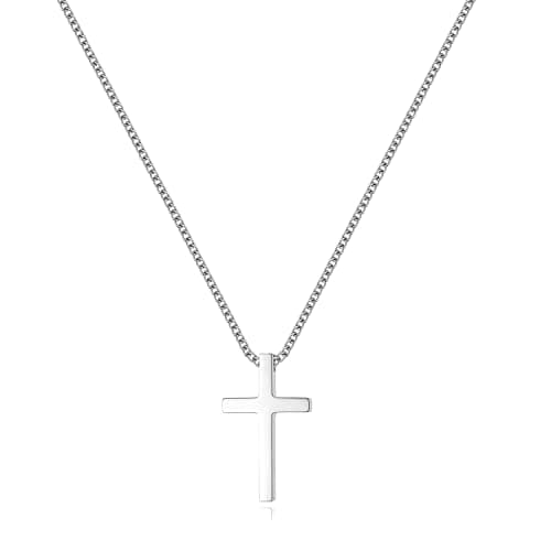 Black Gold Silver Cross Necklace for Boys & Men, Religious Jewelry Gifts