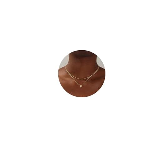 Layered Gold Plated Stainless Steel Initial Pendant Necklace for Women