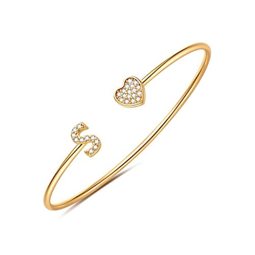 BRIJEWLIC 14K Gold Plated Initial Bracelets for Women and Girls