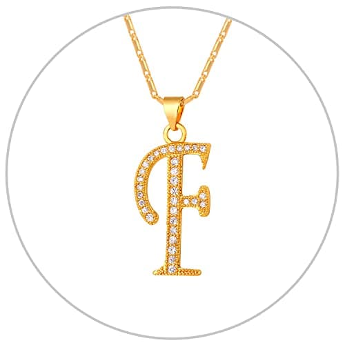 Alphabet A-Z Stainless Steel Choker for Women, Gold Plated CZ Jewelry, Gift Box Packed