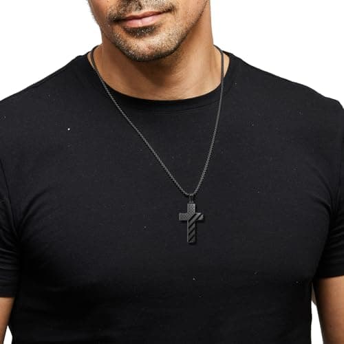 RWQIAN American Flag Cross Necklace for Men, Christian Faith Jewelry Gifts for Him