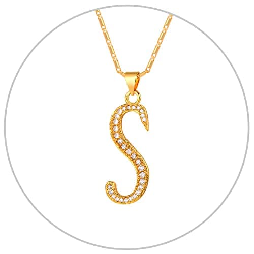 Alphabet A-Z Stainless Steel Choker for Women, Gold Plated CZ Jewelry, Gift Box Packed