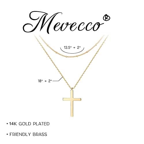 MEVECCO Handmade 18k Gold Plated Heart Arrow Layered Choker Necklace for Women