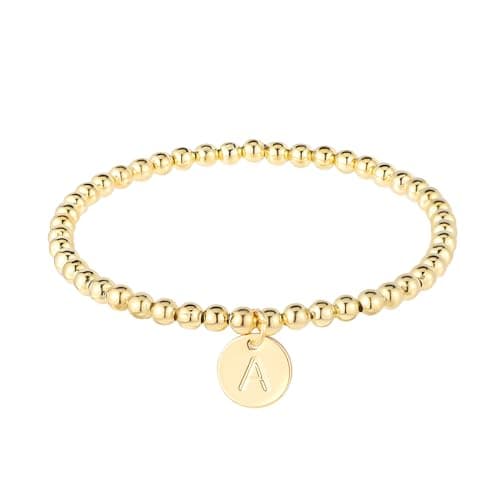 Mikovivi Initial Bracelet, Dainty Gold Letter Charm Beaded Jewelry for Girls & Teens