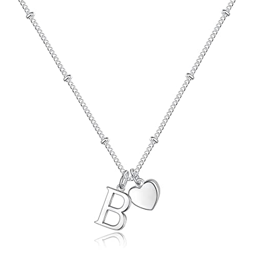 Vrsilver Easter Basket Stuffers: Heart Initial Necklaces for Girls & Women Jewelry