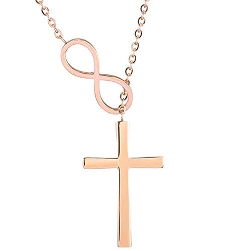 Jude Jewelers Stainless Steel Christian Cross Infinity Charm Necklace