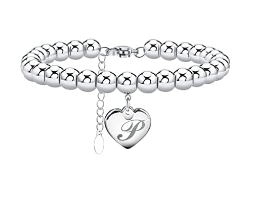 Monily Stainless Steel Heart Alphabet Bracelet for Women