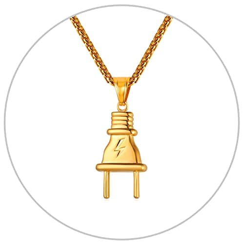 Stainless Steel 18K Gold Plated U7 Punk Dagger Pendant Necklace 22-24 Inches