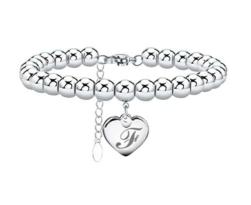 Monily Stainless Steel Heart Alphabet Bracelet for Women