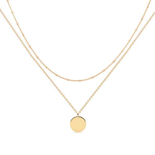 MEVECCO Handmade 18k Gold Plated Heart Arrow Layered Choker Necklace for Women
