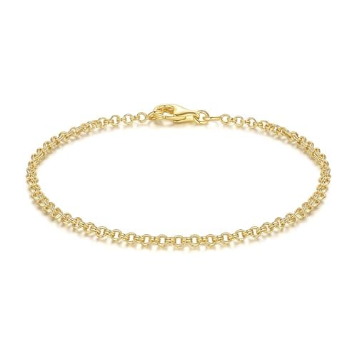 Moonfox 14K Gold Women's Non-Tarnished Double Hoop Bracelet