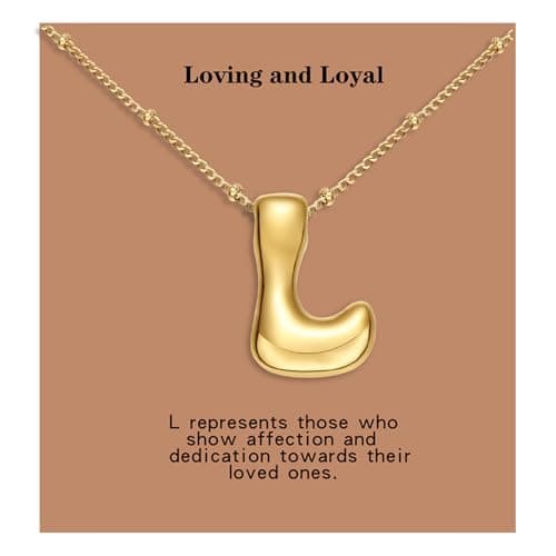 VOJO Gold Plated Balloon Letter Pendant Necklace for Women