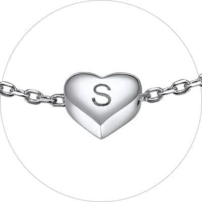 Chic Personalized 925 Sterling Silver Heart Initial Bracelet for Women(with Gift Box)