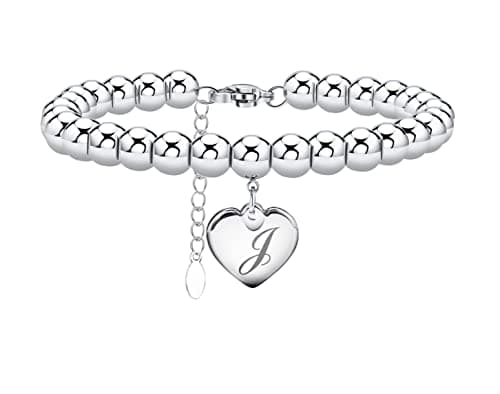 Monily Stainless Steel Heart Alphabet Bracelet for Women