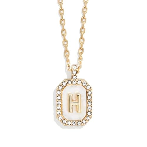 BaubleBar Gold & Mother of Pearl Initial Necklaces