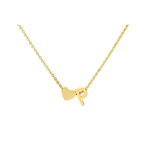 Tiny Gold Heart Initial Necklace - Personalized Mom's Gift for Women