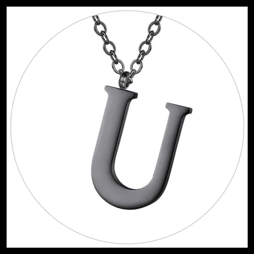 PROSTEEL Women's Trendy Gold Plated Black 316 Stainless Steel Initial Necklace, Adjustable 20-22"imentierten Mineralwass