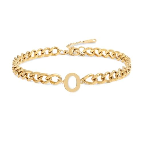 Jwicklirrng Men's 18K Gold Plated Letter Charm Bracelet A-ZAdjustable Cuban Chain for Boyfriend or Father