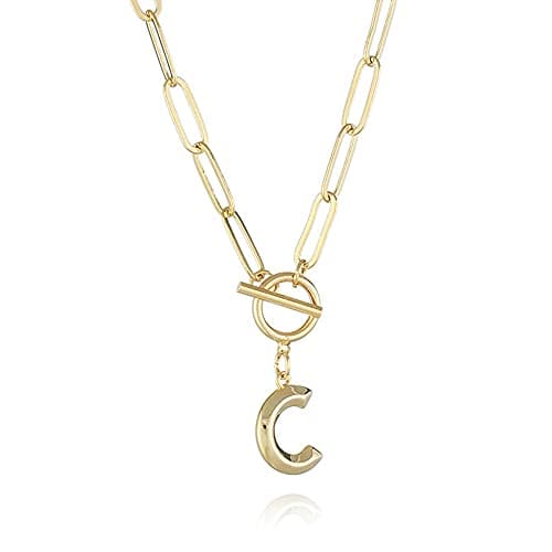 Eben-Ezer Hiphop Gold Initial A-Z Pendant Thick Chain Necklace