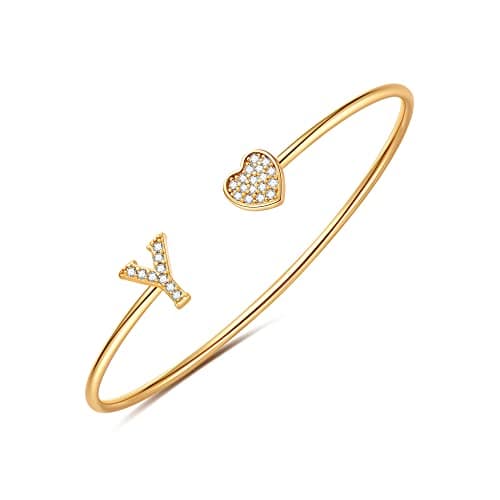 BRIJEWLIC 14K Gold Plated Initial Bracelets for Women and Girls