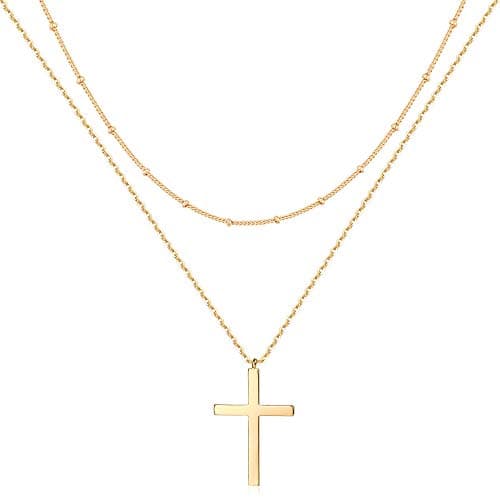 MEVECCO Handmade 18k Gold Plated Heart Arrow Layered Choker Necklace for Women