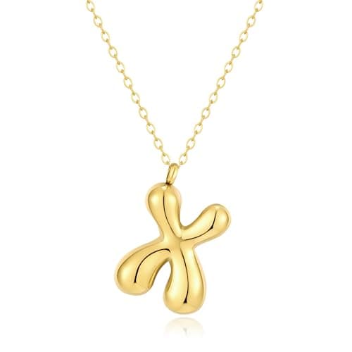Kainier Colorful Balloon Alphabet Name Pendant 14K Gold Plated Necklaces…