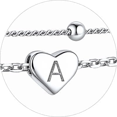 Stylish Women's 925 Sterling Silver Heart Anklets with Beads (Gift Box Included)