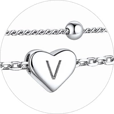 Stylish Women's 925 Sterling Silver Heart Anklets with Beads (Gift Box Included)