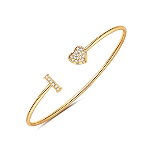 BRIJEWLIC 14K Gold Plated Initial Bracelets for Women and Girls