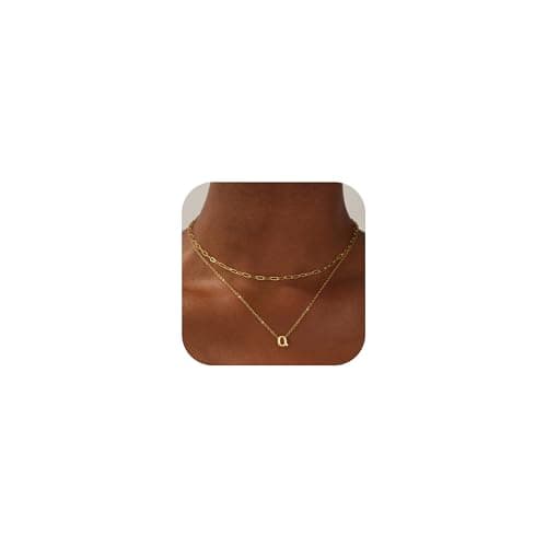 CUEZIY Women's 14K Gold Plated A-Z Initial Layered Choker Necklaces Small Cute Trendy Gifts