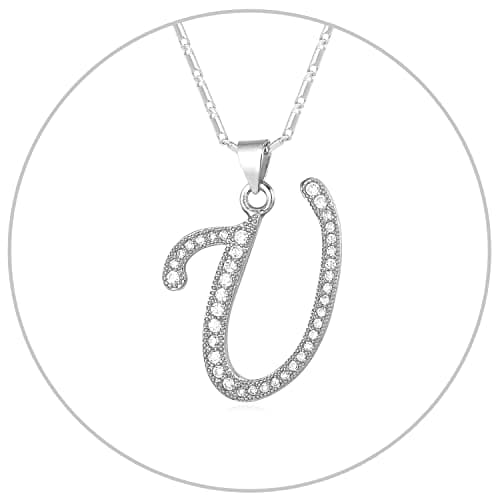 Alphabet A-Z Stainless Steel Choker for Women, Gold Plated CZ Jewelry, Gift Box Packed