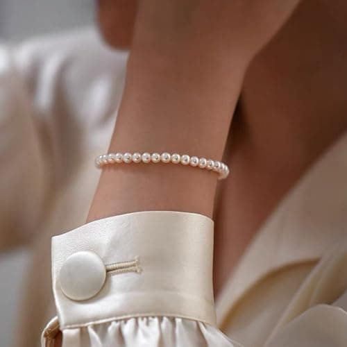 14K Gold Filled Pearl Bracelet for Women 6.5"+2"