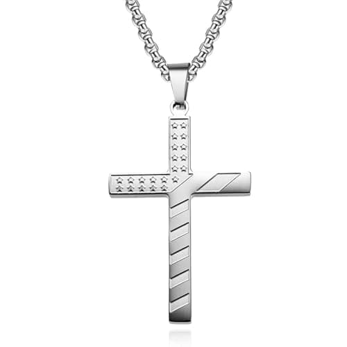 Inspirational 316 Stainless Steel Cross Necklace for Men