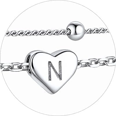 Stylish Women's 925 Sterling Silver Heart Anklets with Beads (Gift Box Included)