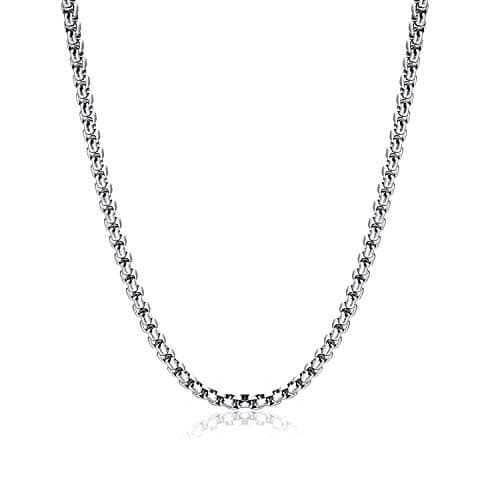 Stainless Steel Round Box Chain Necklace for Men & Women