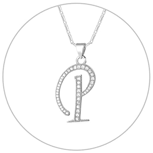 Alphabet A-Z Stainless Steel Choker for Women, Gold Plated CZ Jewelry, Gift Box Packed