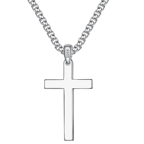 S925 Sterling Silver Cross Necklace for Men & Women
