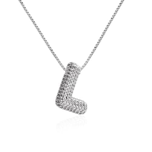 Qyalie Gold Plated Chunky Bubble Initial Letter Necklace for Women