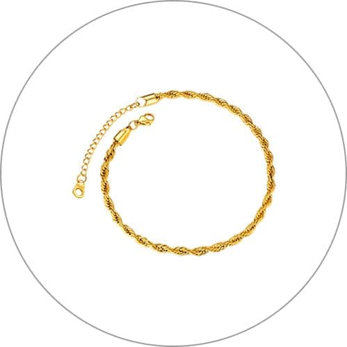 ChainsPro 18K Gold Plated Resizable Anklet Chain - Gift Box Included