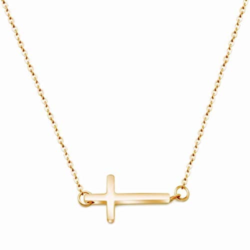 Jude Jewelers Stainless Steel Sideways Cross Prayer Collar Necklace