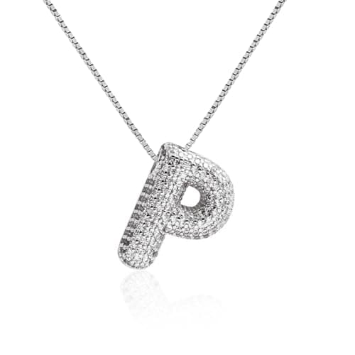 Qyalie Gold Plated Chunky Bubble Initial Letter Necklace for Women