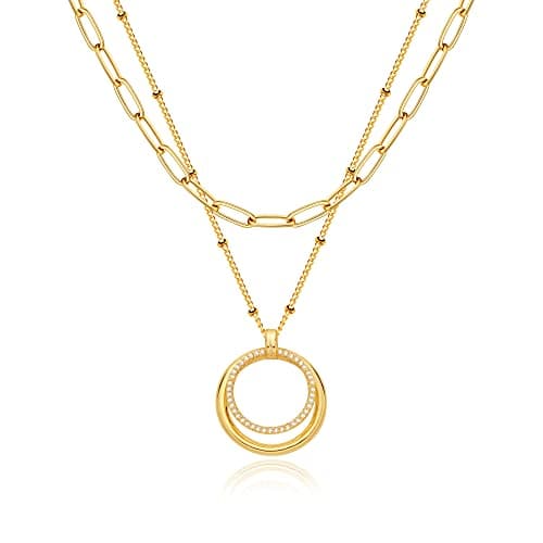 MEVECCO Handmade 18k Gold Plated Heart Arrow Layered Choker Necklace for Women